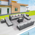 BULEXYARD 13 Piece Large High Back Grey Rattan Patio Furniture Set by BULEXYARDFURNITURE