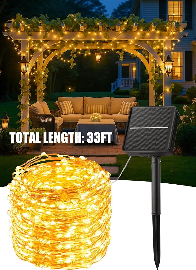 Minetom Solar String Lights, 2 Packs Total 66Ft 200 LED Solar Fairy Lights - Image 7
