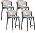 PURPLE LEAF Counter Height Bar Stool Set of 4 Patio Bar Stools Wicker Bar by PURPLELEAF