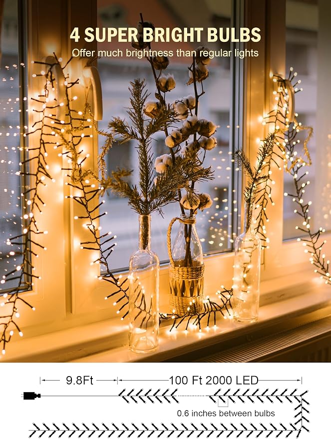 Brightown Christmas Tree Lights Outdoor Cluster Lights - Image 3