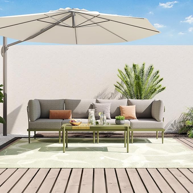 Sundale Outdoor 5 Pieces Patio Furniture Set, Metal Sectional Sofa Patio - Image 9