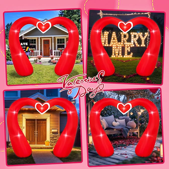 SEASONBLOW 10 FT Valentine's Day Inflatable Archway Decorations, LED Light Up - Image 4
