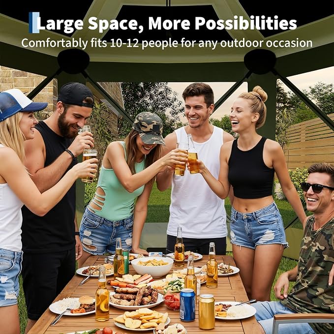 11.5x11.5FT 6-Sided Pop Up Gazebo Tent，One-Push Setup Canopy Tent - Image 5