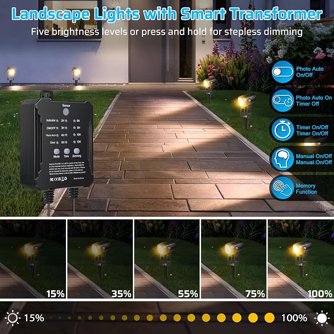 All-in-One Low Voltage Landscape Lighting Kit, 8 Pack Landscape Lights - Image 2