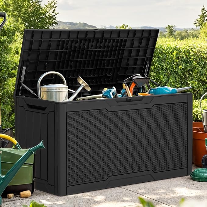 YITAHOME 80 Gallon Resin Deck Box, Weather Resistant Outdoor Rattan Storage Box by YITAHOME