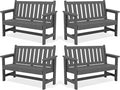 SERWALL Outdoor Bench, HDPE Outdoor Benches Weatherproof, 2-Person Garden Bench by SERWALL