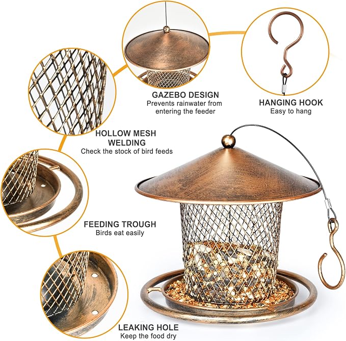 Bird Feeders for Outdoors, Heavy Duty Metal Wild Finch Feeder for Sparrow - Image 6