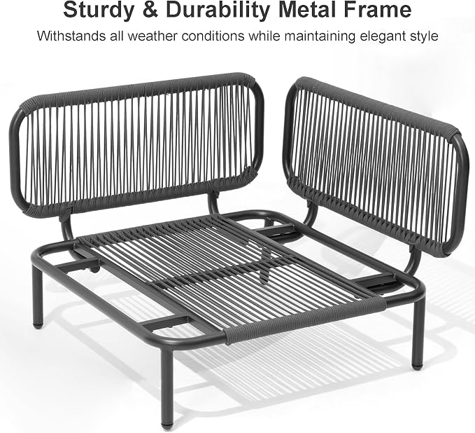 4 Piece Modern Outdoor Sectional Sofa, Weather-Resistant Metal Frame and - Image 8