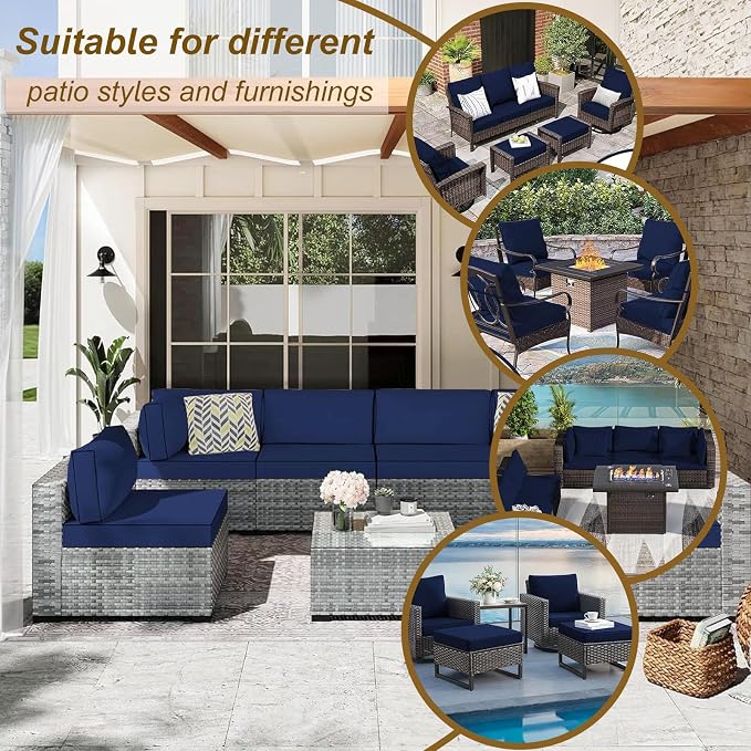 14 Piece Outdoor Patio Cushion Cover Replacement, Waterproof Patio Cushion - Image 6