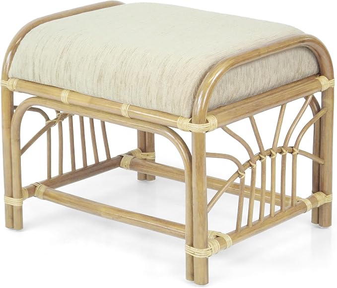 Krit Handmade Rattan Wicker Ottoman Footstool - Image 3