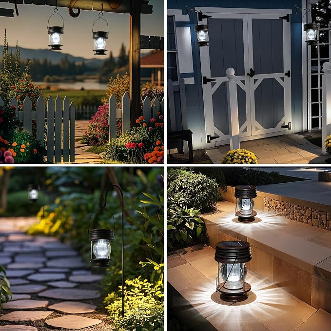 Solar Lantern - Hanging Solar Lights Outdoor - 2 Pack Solar Powered Waterproof - Image 6