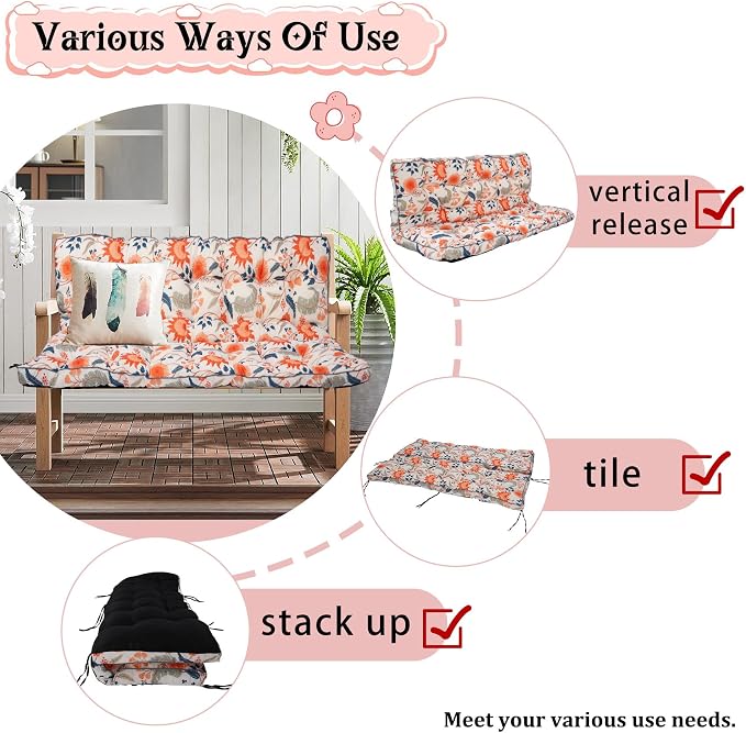 2-3 Seat Swing Replacement Cushion, Outdoor Bench Cushions - Image 4