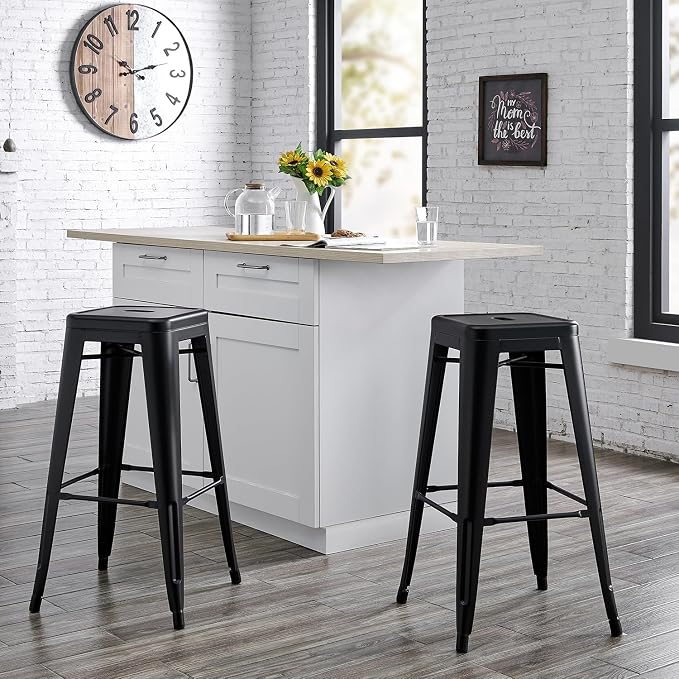 AC Pacific 30” Metal Backless Barstool Set of 2 – Country Rustic Style - Image 2