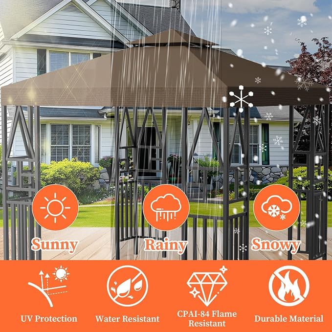 Gazebo Canopy Replacement 10x10ft Outdoor Shelter - Image 2