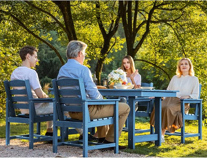 SERWALL Patio Table Set, Outdoor HDPE Dining Furniture - Image 8