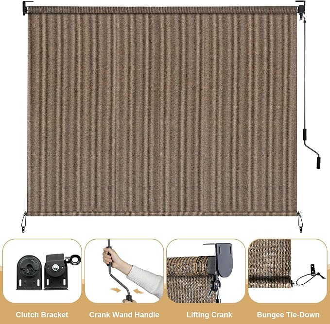 LIFERUN Outdoor Roller Sun Shade 6' W x 6' H– UV Block Patio Shade - Image 5