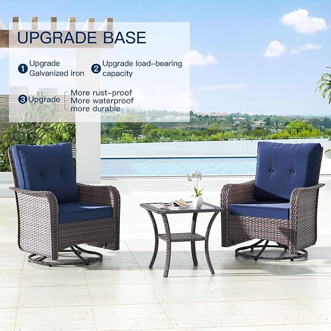Kullavik 9 Pieces Outdoor Patio Furniture Set, PE Wicker Rattan Sectional Sofa - Image 4