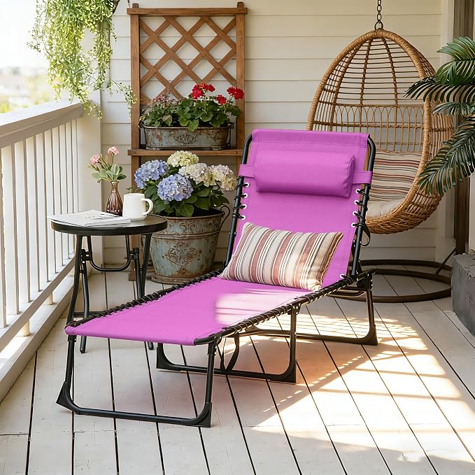 Outsunny Folding Chaise Lounge Chair, Patio Sun Tanning Chair, Outdoor Chaise - Image 8