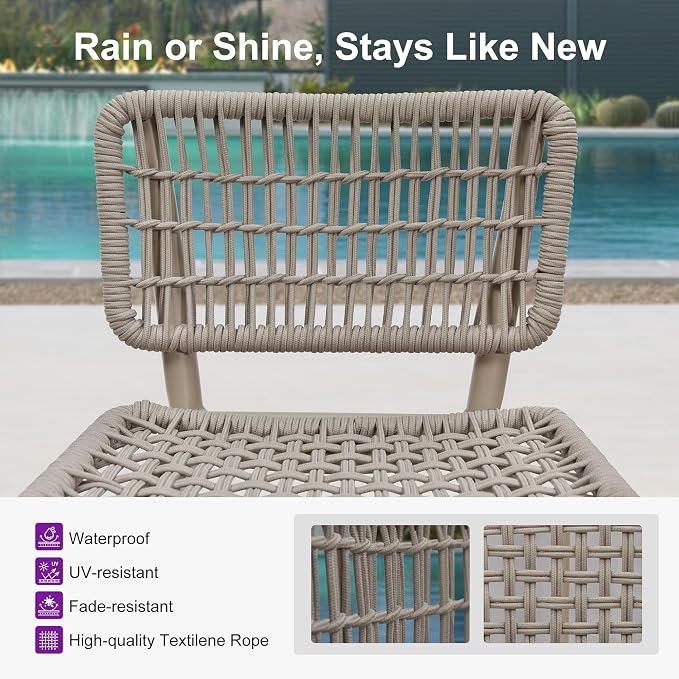 PURPLE LEAF Patio Counter Height Bar Stools Set of 4 Metal Bar Chairs - Image 4