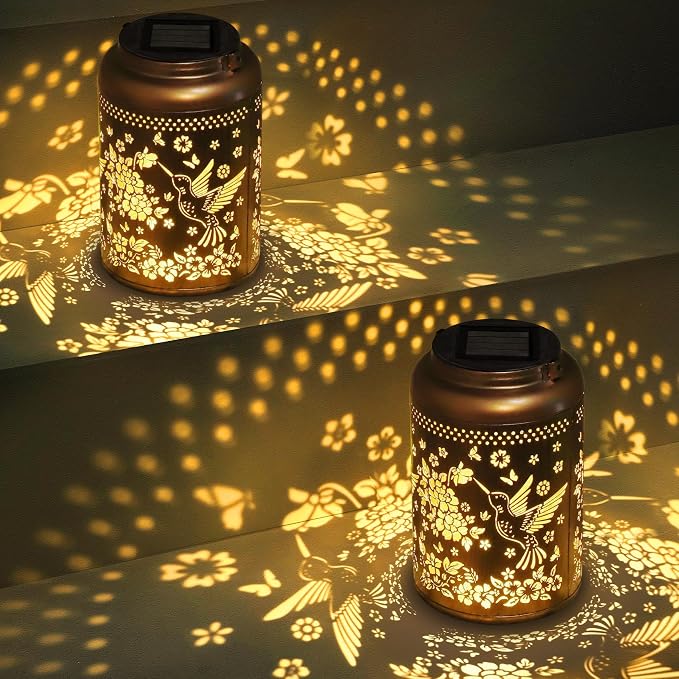 2 Pack Hummingbird Solar Lanterns Outdoor, Hummingbird Gifts by ChristmasDecorations