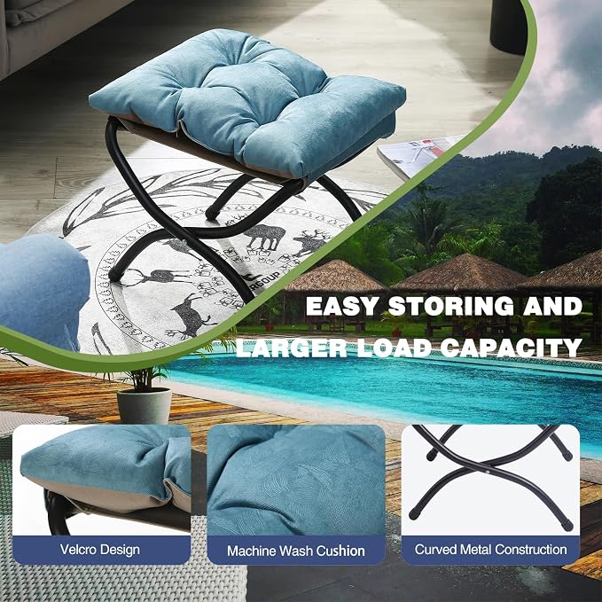 15" Foldable Foot Stool Ottoman - Image 3