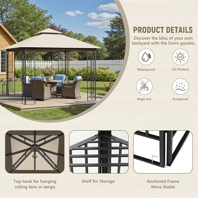 Patio Gazebo 10x10, Outdoor Gazebos, Heavy Duty Gazebo Soft Top Gazebos - Image 5