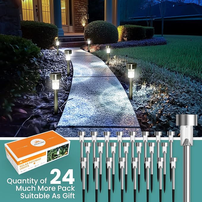 GIGALUMI 24 Pack Solar Path Lights Outdoor, Solar Lights Outdoor Waterproof - Image 4