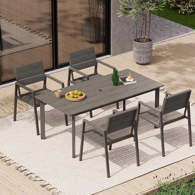 Outdoor Patio Dining Chairs Set of 2, 350LBS Capacity Aluminum Patio Dining - Image 2