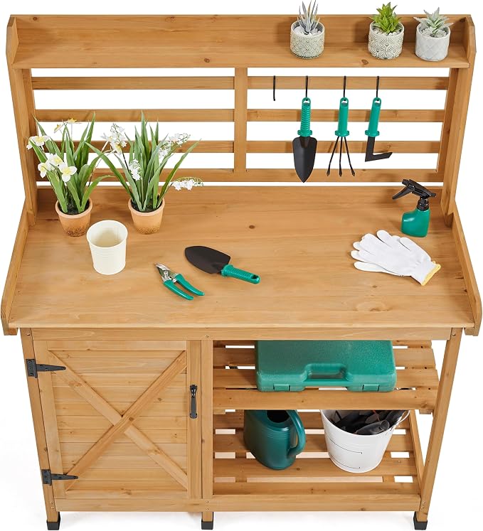 Yaheetech Outdoor Potting Bench, Large Horticulture Work Table Workstation - Image 9