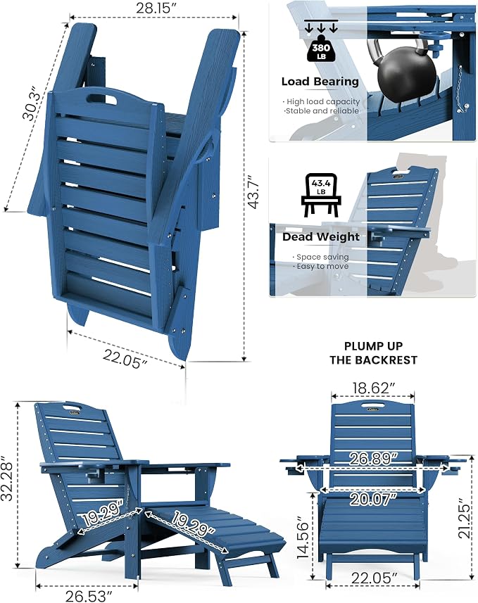 Ciokea Folding Adirondack Chair Set of 2 - Image 3