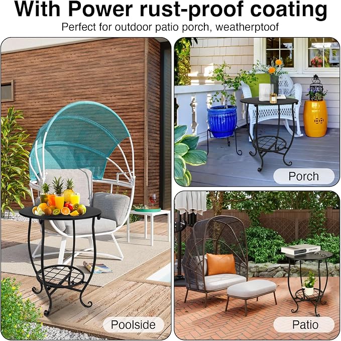 2 Tier Outdoor Side Table, Suitable - Image 7