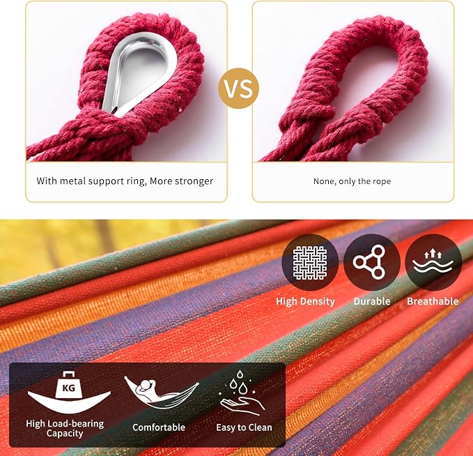 Rainbow Hammock Cotton Hammocks Comfortable Fabric Hammock - Image 6