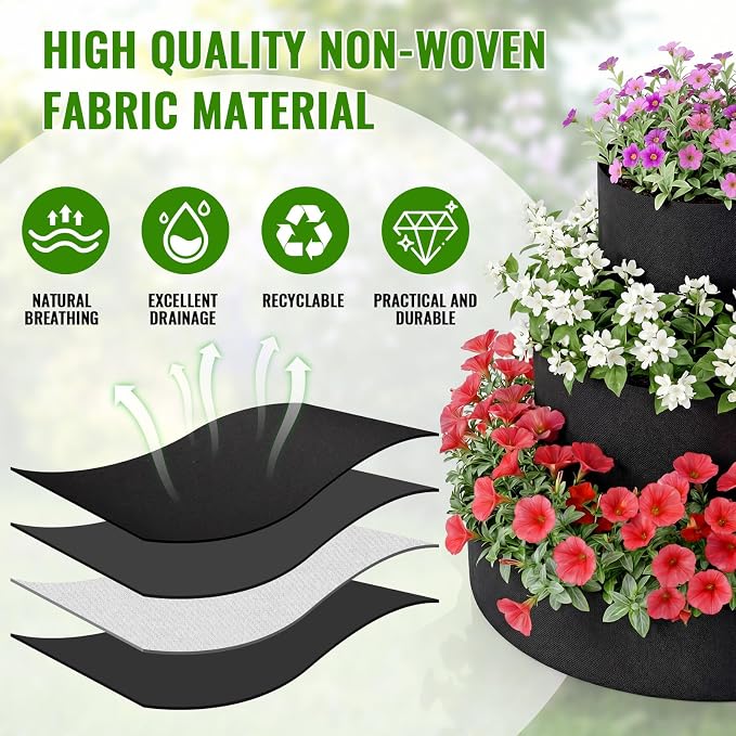 3 Tiered Strawberry Planter for Outdoor Plants, 23.6 Inch Heavy Duty Strawberry - Image 6
