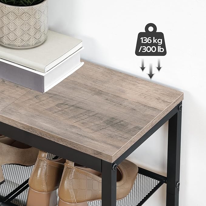 HOOBRO Shoe Bench, 3-Tier Shoe Rack, Industrial Shoe Organizer Storage Bench - Image 5