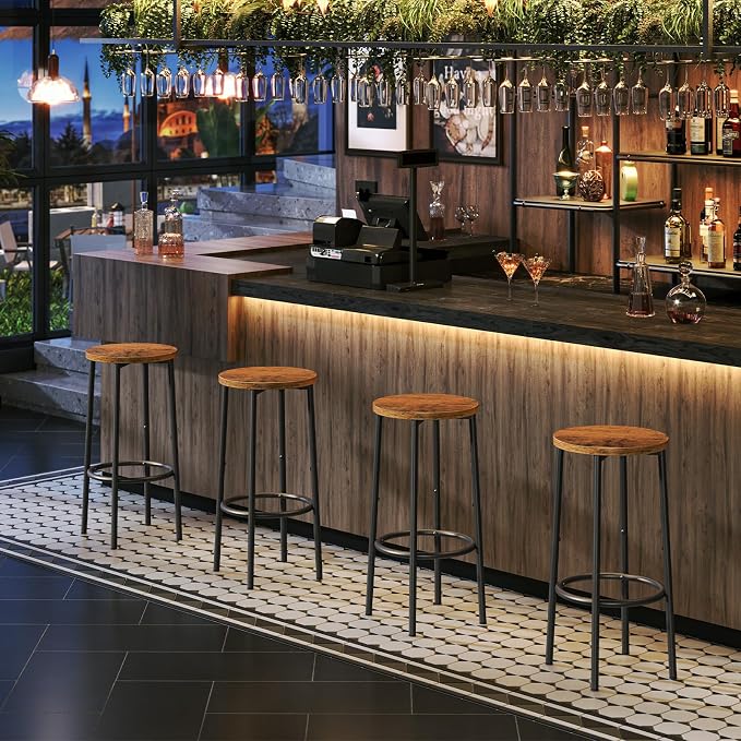 HOOBRO Bar Stools, Kitchen Round Height Stools - Image 5