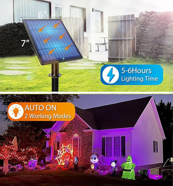 APONUO Christmas Solar Spot Lights Outdoor Color Changing, 2 Colors Modes Metal - Image 2