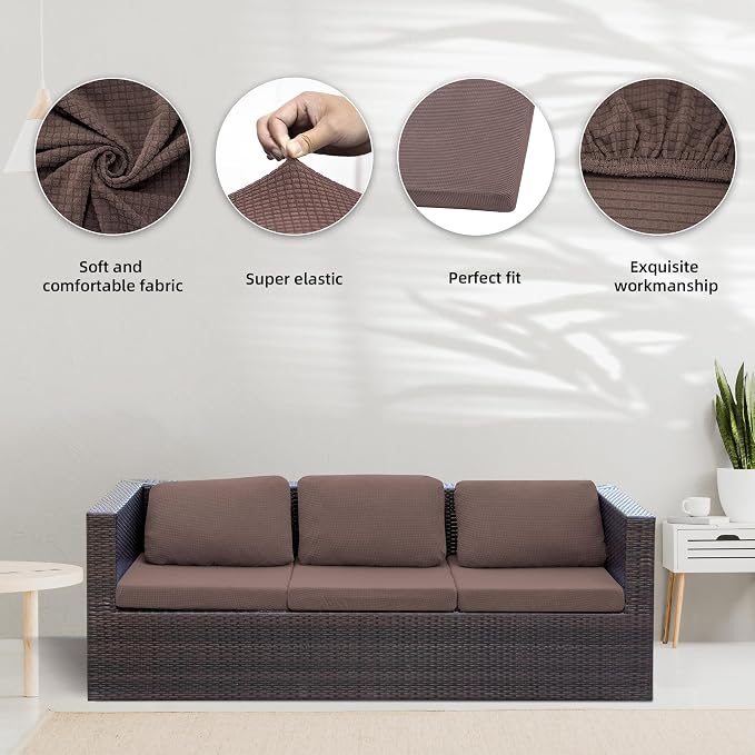 8Pcs Stretch Patio Cushion Covers, Outdoor Couch Covers Replacement, Outdoor - Image 3