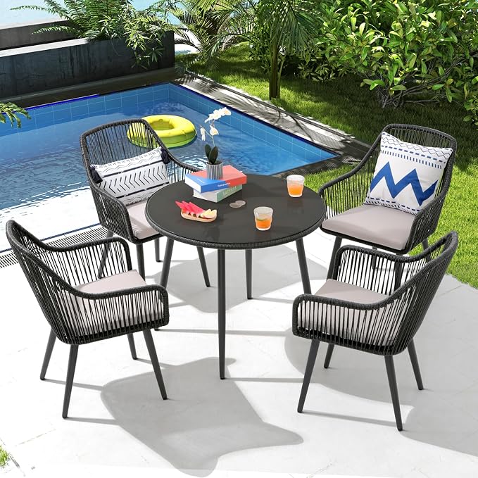 Patiorama 5-Piece Patio Dining Set, Outdoor Dining Table Chair Set, All-Weather by Patiorama