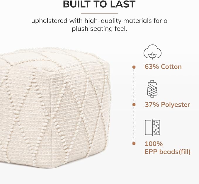 Anji Mountain 100% Handmade & Handcrafted Comfortable Home Décor Pouf Ottoman - Image 5