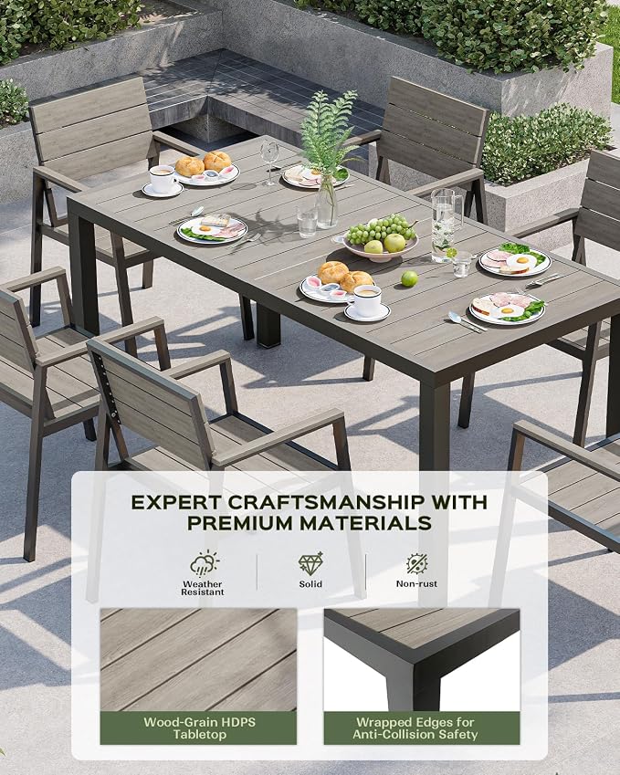 Outdoor Dining Chairs Set of 2, HDPS + Aluminum Patio Dining Chairs - Image 2