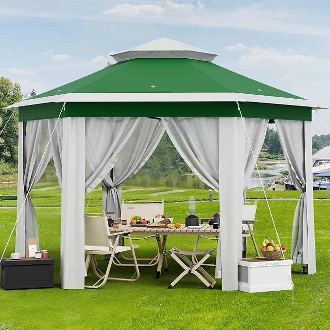 GAOMON Heavy Duty 13x13ft 6-Sided Tent – Double Vented Roof, Mesh Windows - Image 3