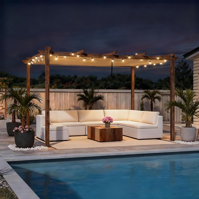 PURPLE LEAF 10' x 13' Outdoor Retractable Pergola by PURPLELEAF