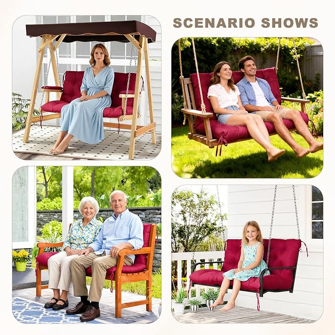 Porch Swing Cushion with Backrest, Waterproof Bench Cushion - Image 7