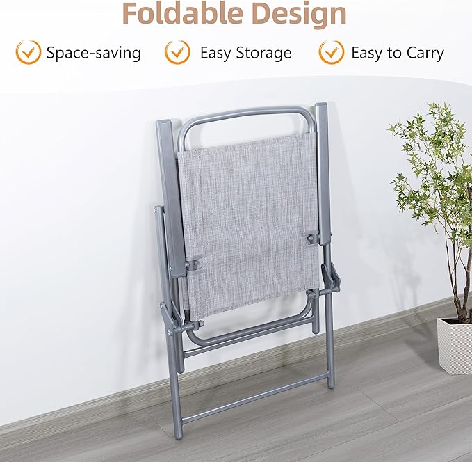 Vongrasig 6 Pieces Folding Patio Dining Set, All Weather Small Metal Outdoor - Image 8