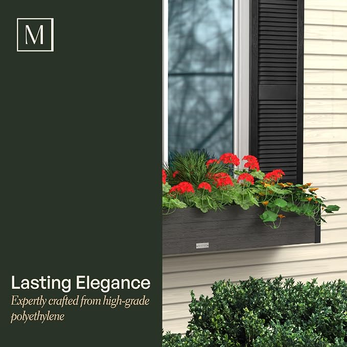 Mayne Horizon 5FT Window Box Planter – Modern Rectangular Faux Wood Grain Design - Image 6