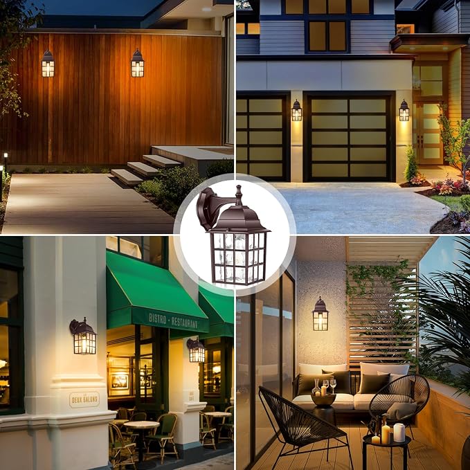 2-Pack Dusk to Dawn Outdoor Wall Light, Waterproof Exterior Wall Lantern - Image 7