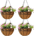 4 Pack 10 Inch Hanging Baskets for Plants Outdoor Metal Hanging Planter Hanging by Qusuxi