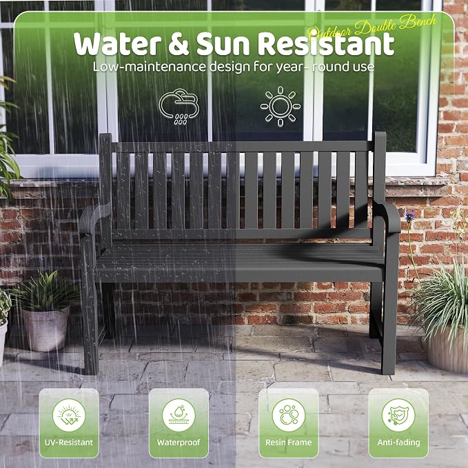 Outdoor Bench, Waterproof & Weatherproof Garden Bench - Image 4