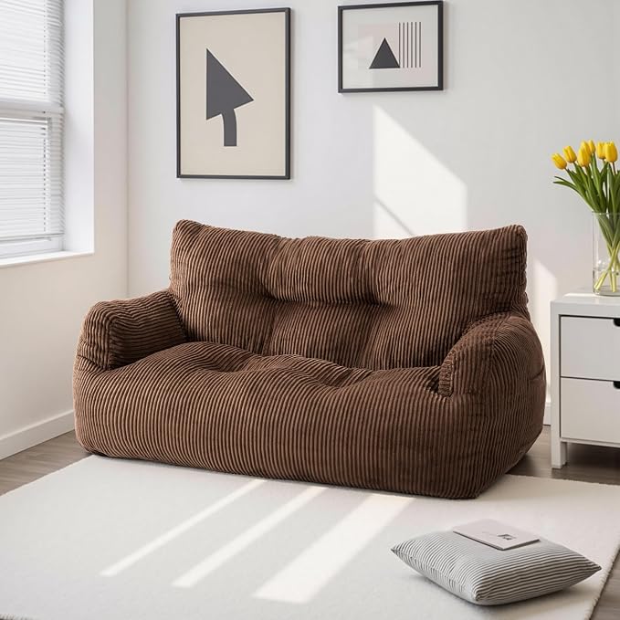 Pamapic 59" Bean Bag Chair, 2 Seat Loveseat Sofa, Ultra Soft Dutch Velvet - Image 6