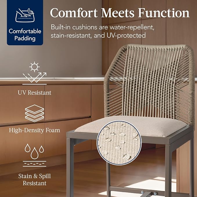 Best Choice Products Indoor Outdoor Counter Height Bar Stools Set of 2 - Image 4